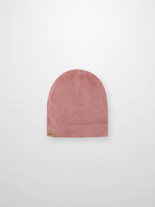 Pink baby bonnet hat ribbed and well fitted 