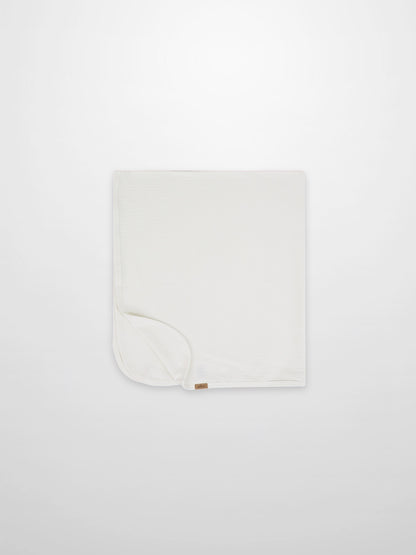 Thin Ribbed Blanket - White by Adee; unisex blanket