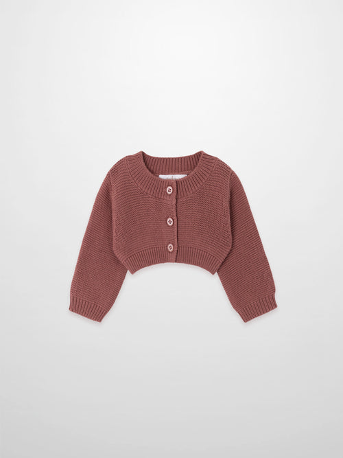 Cropped cardigan for girls in pink, Adee knit cardigan with front buttons