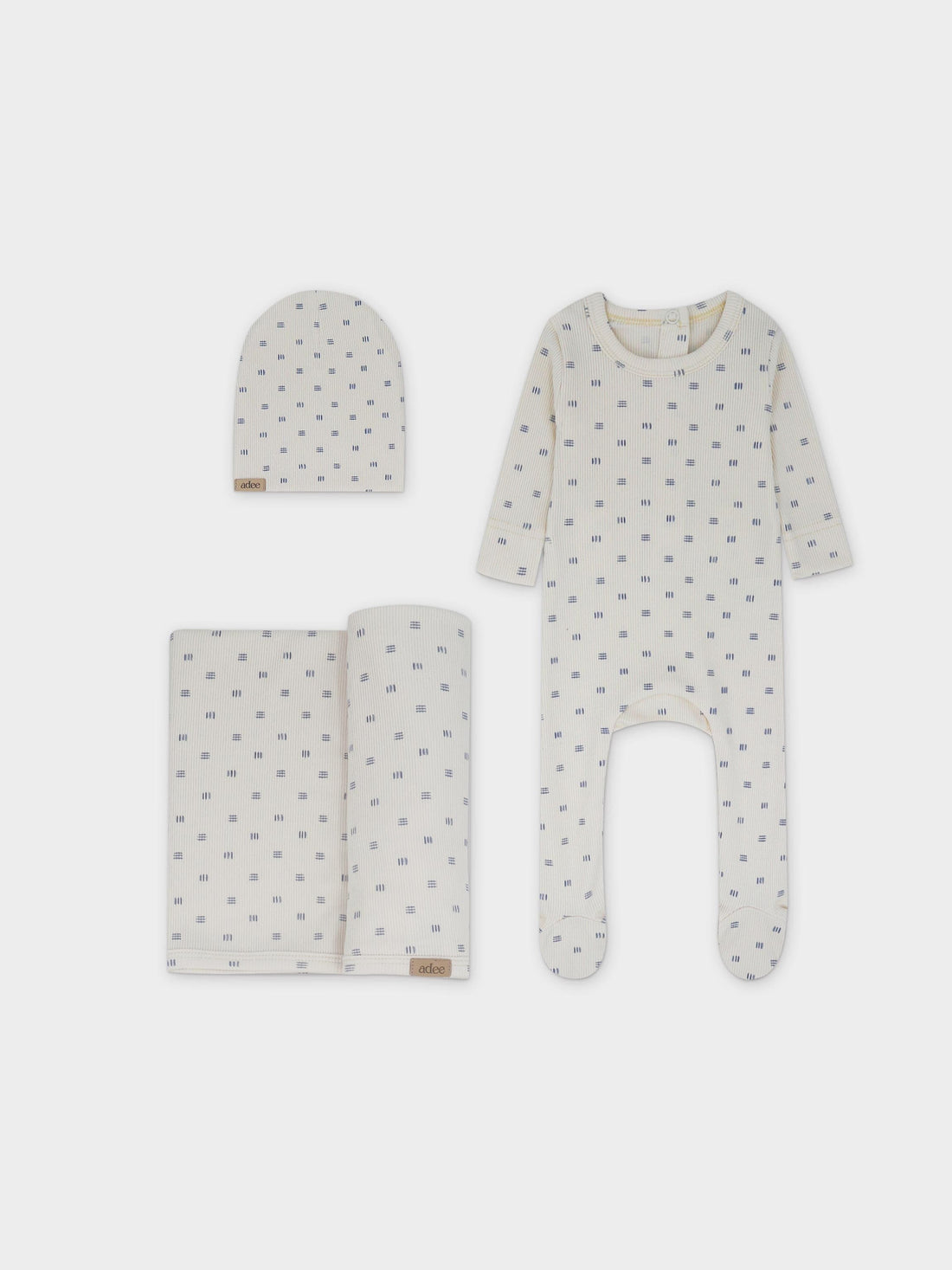 Three Line Layette Set-Blue