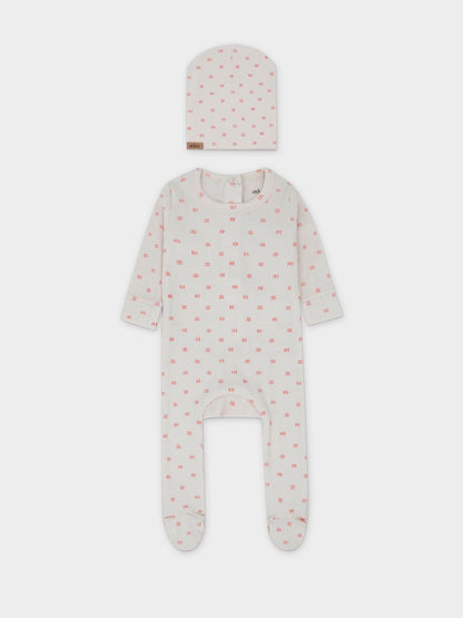 Three Line Layette Set-Pink