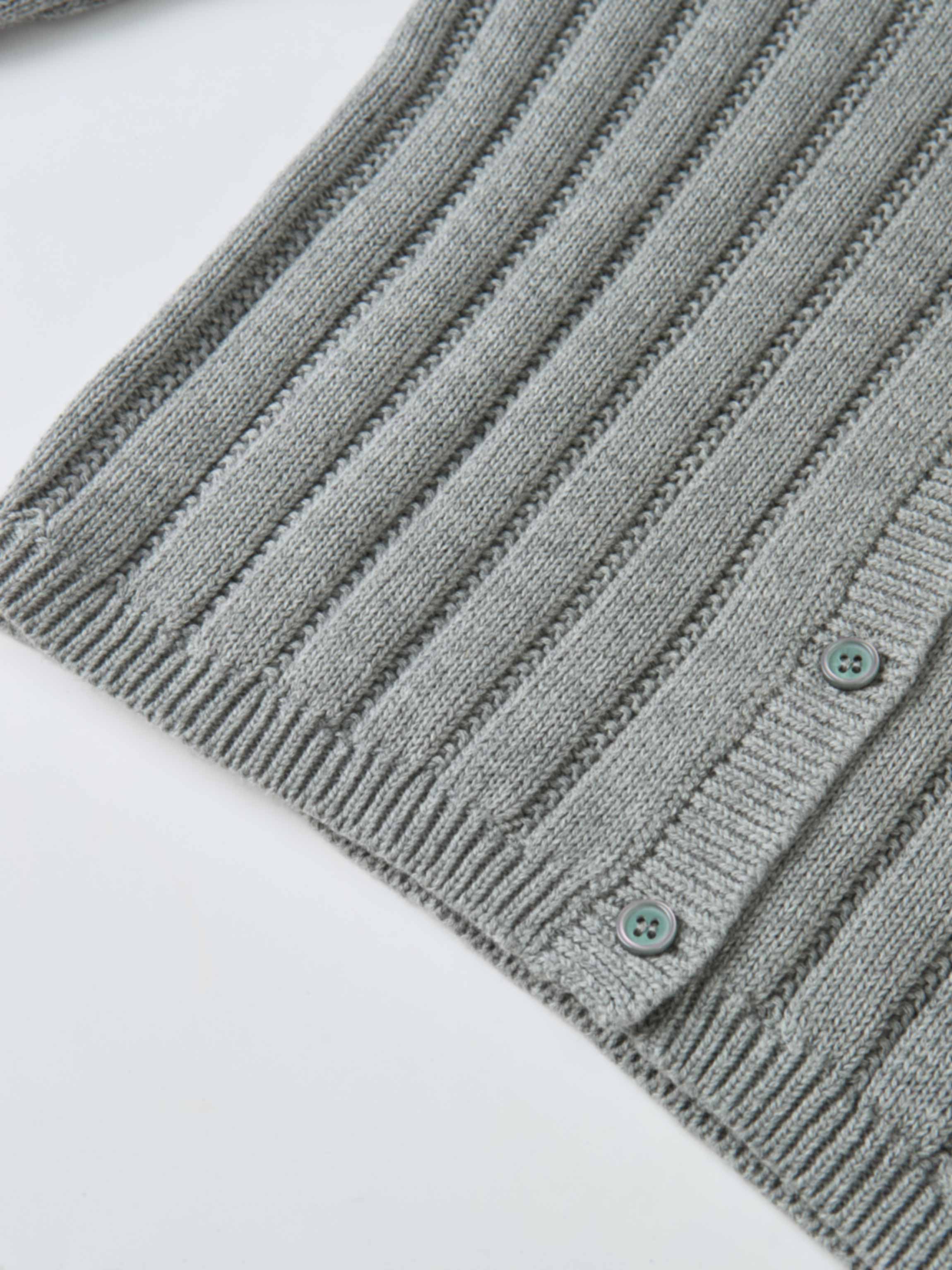 Knit cardigan for girls in grey with ribbed knit and front buttons.