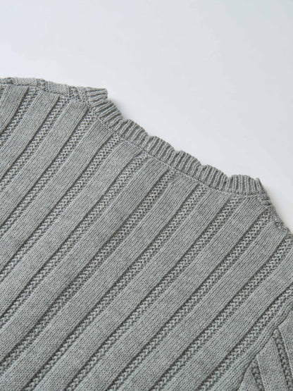 Knit cardigan for girls in grey with ribbed knit texture