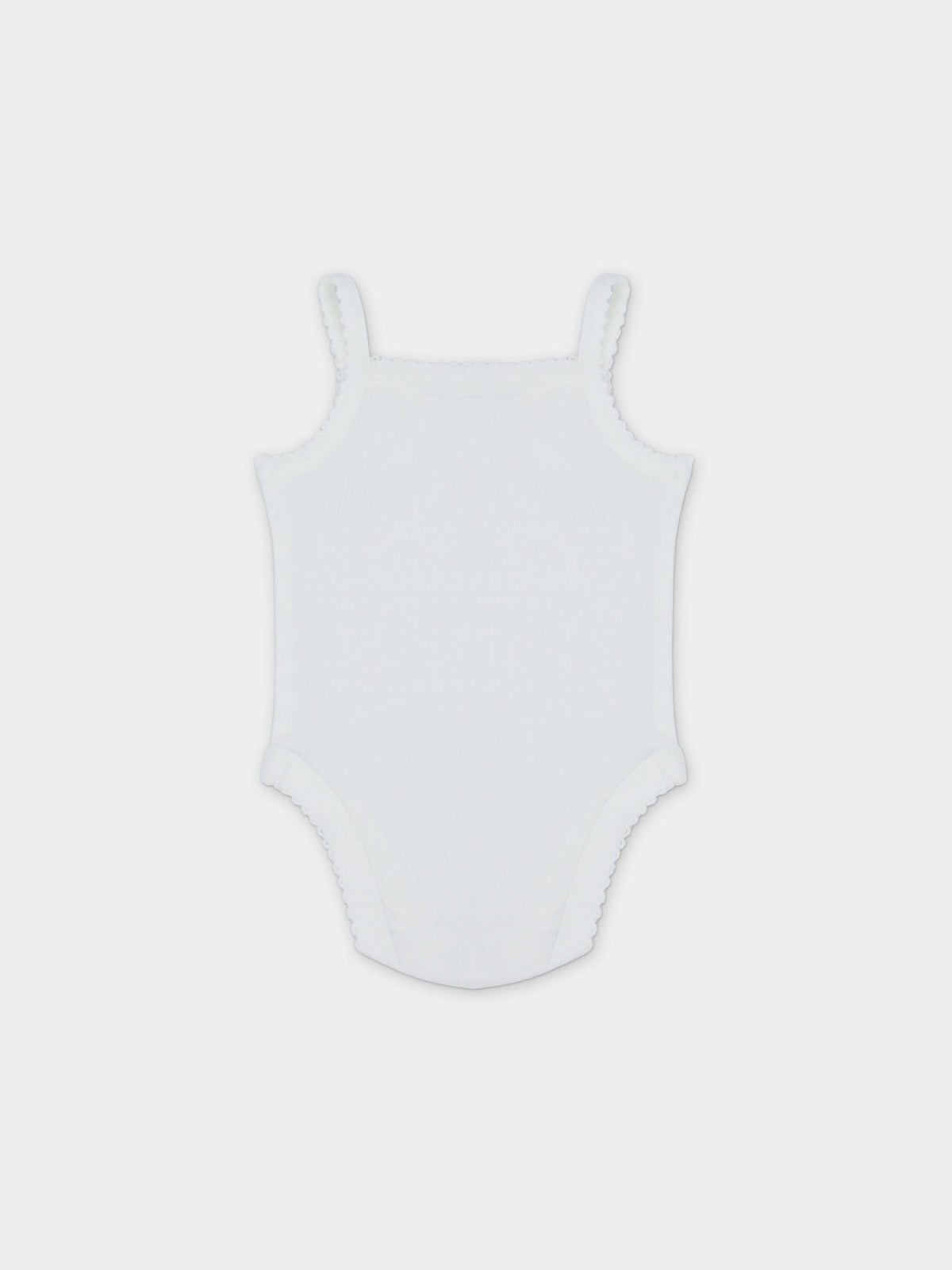 V-Neck Lace Girls Undershirt Bodysuit by Adee in white with scalloped trim