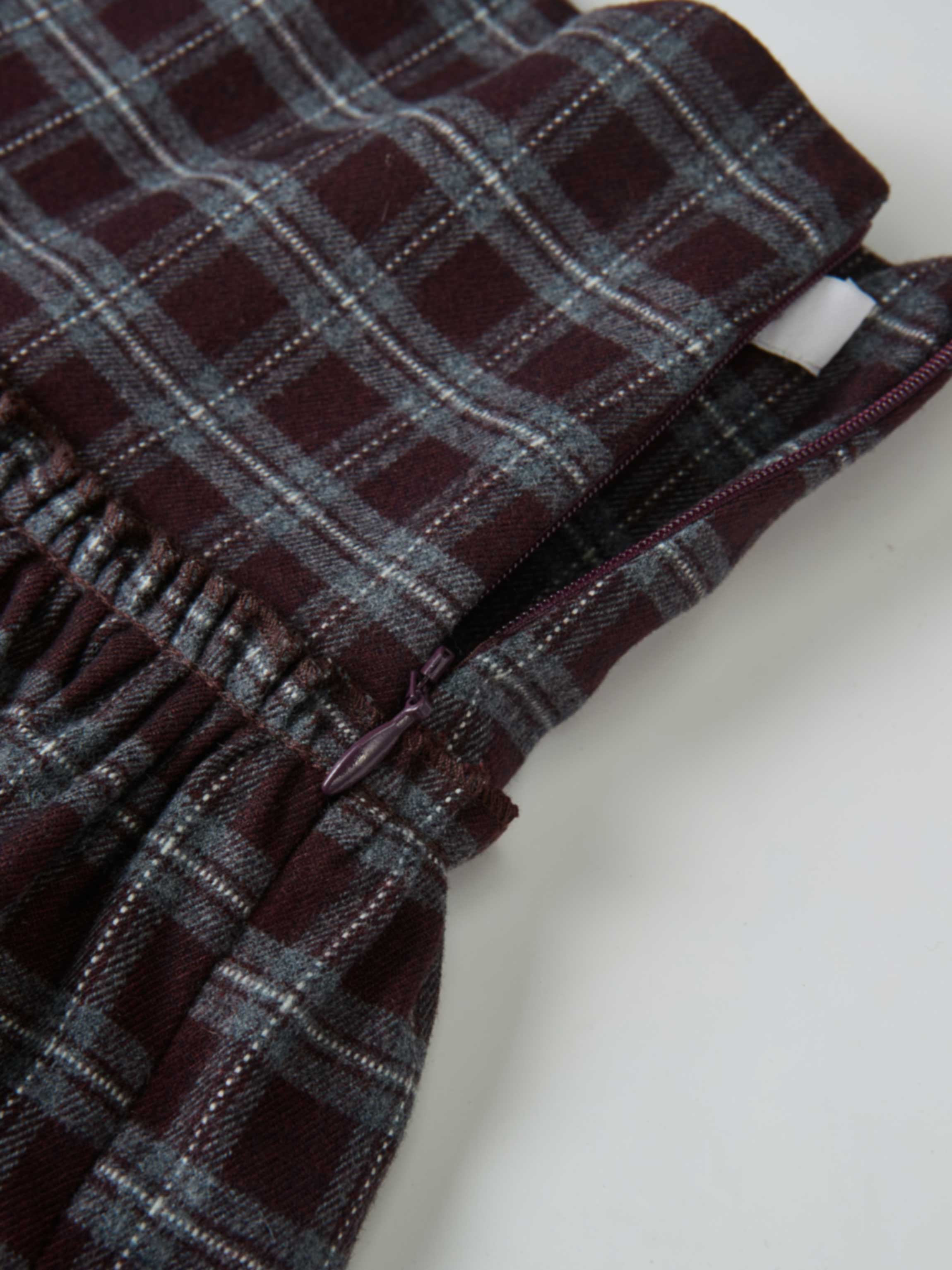Drop Waist Plaid Skirt - Burgundy for girls by Adee with zipper detail