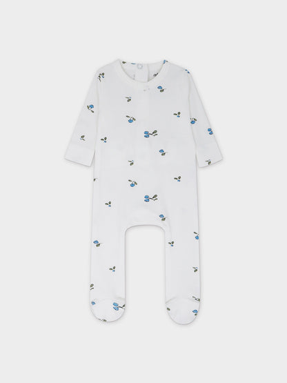 Cherry V-Neck Layette Set-Blue