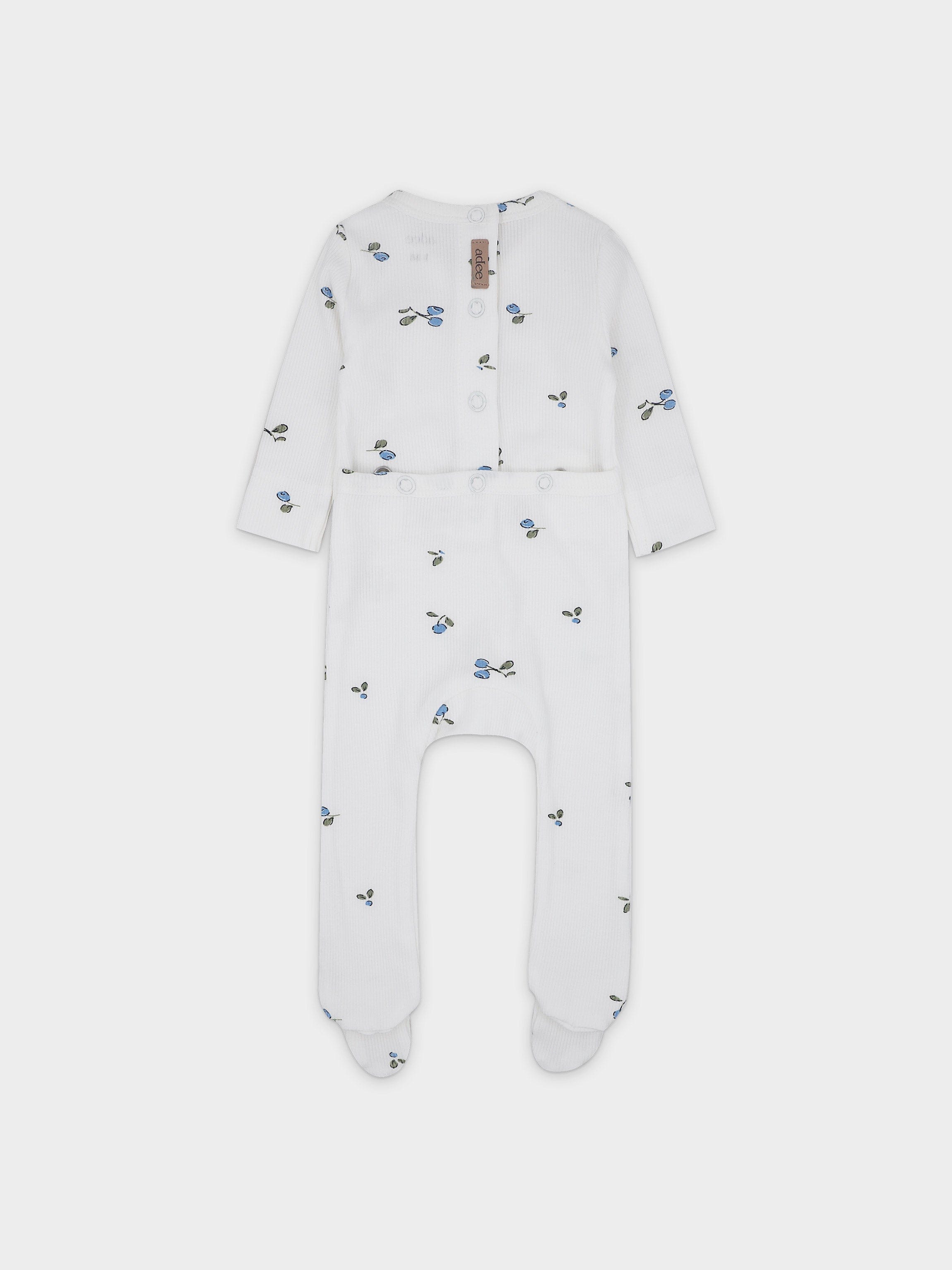 Cherry V-Neck Layette Set-Blue