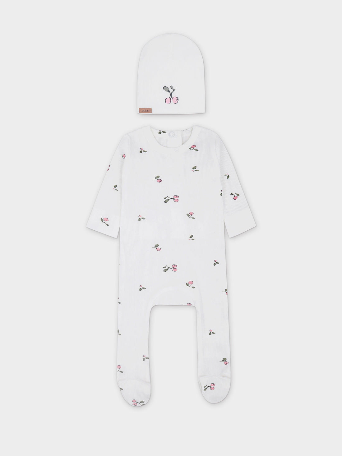 Cherry V-Neck Layette Set-Pink