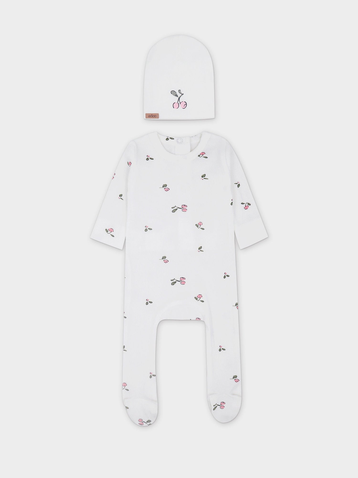 Cherry V-Neck Layette Set-Pink