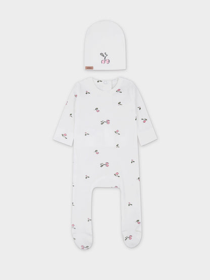 Cherry V-Neck Layette Set-Pink