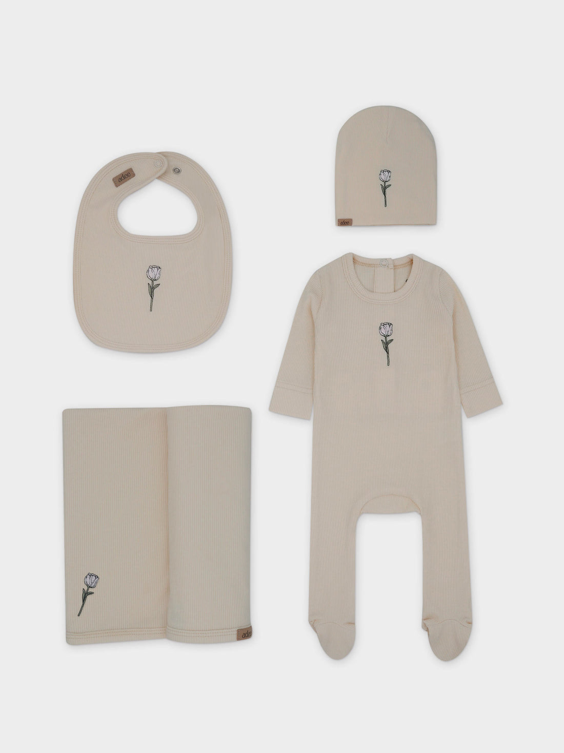 Embroidered Rose Layette Set