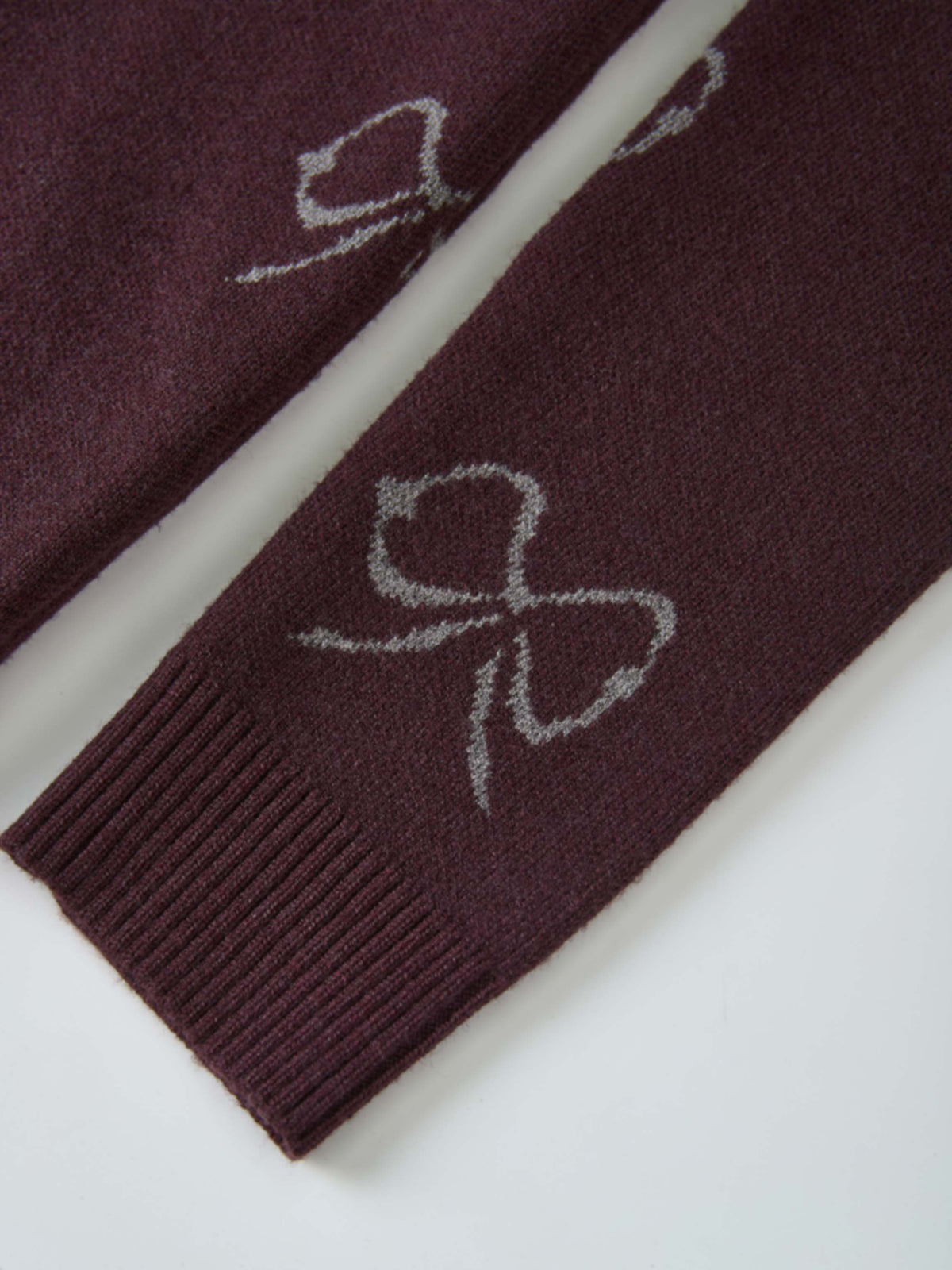 Bow Knit Sweater burgundy for girls, dressy top by Adee with white bow motif