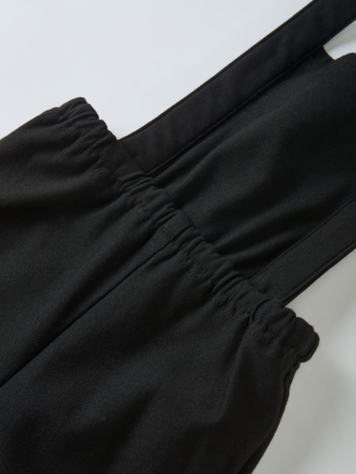 Adee black denim overalls with elastic waistband for unisex wear