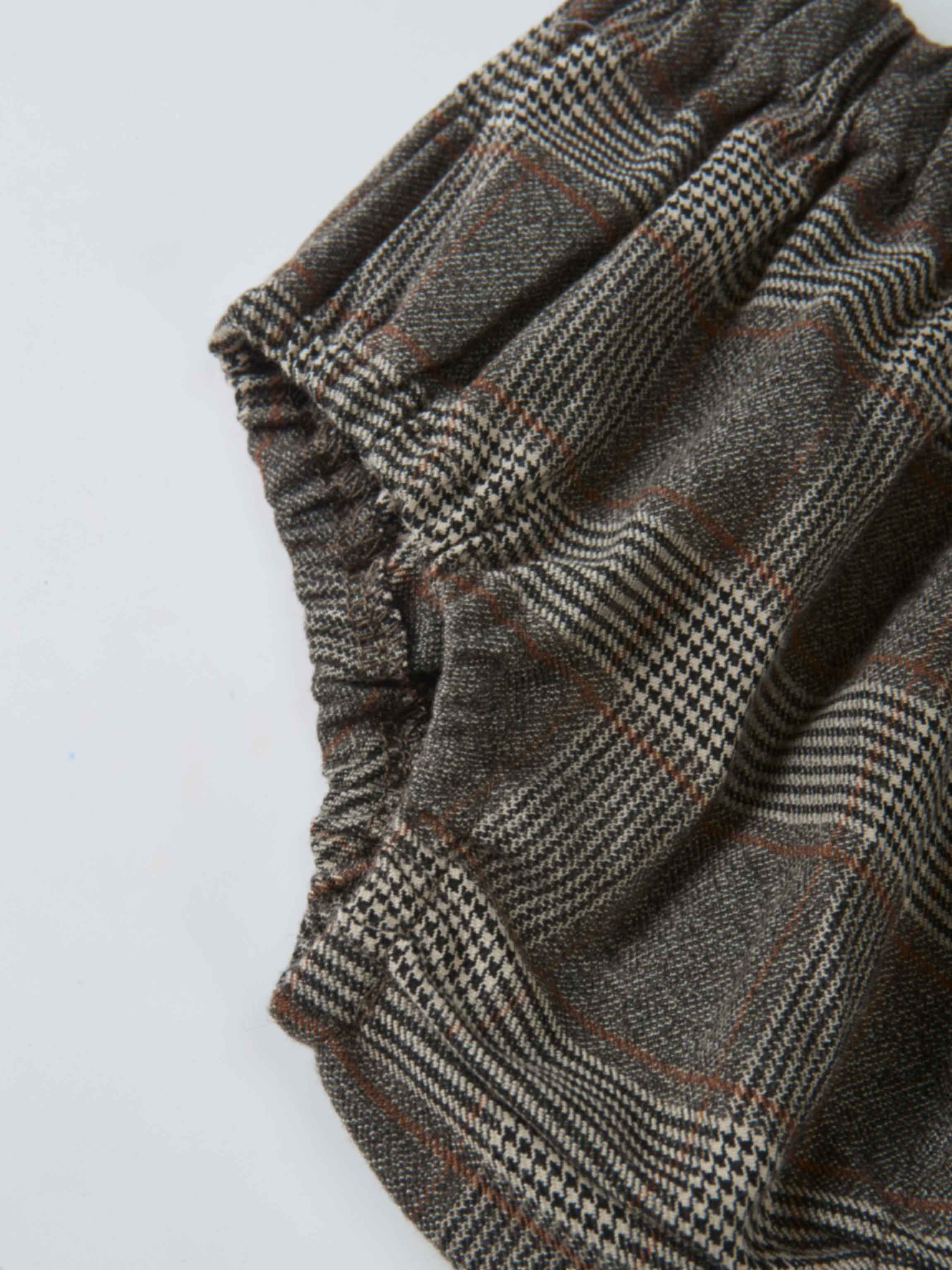 Plaid shirt and bloomers set, grey plaid fabric, Adee