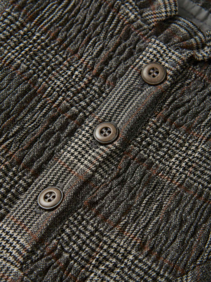 Plaid Shirt and Bloomers Set - Grey by Adee; grey plaid fabric with brown buttons