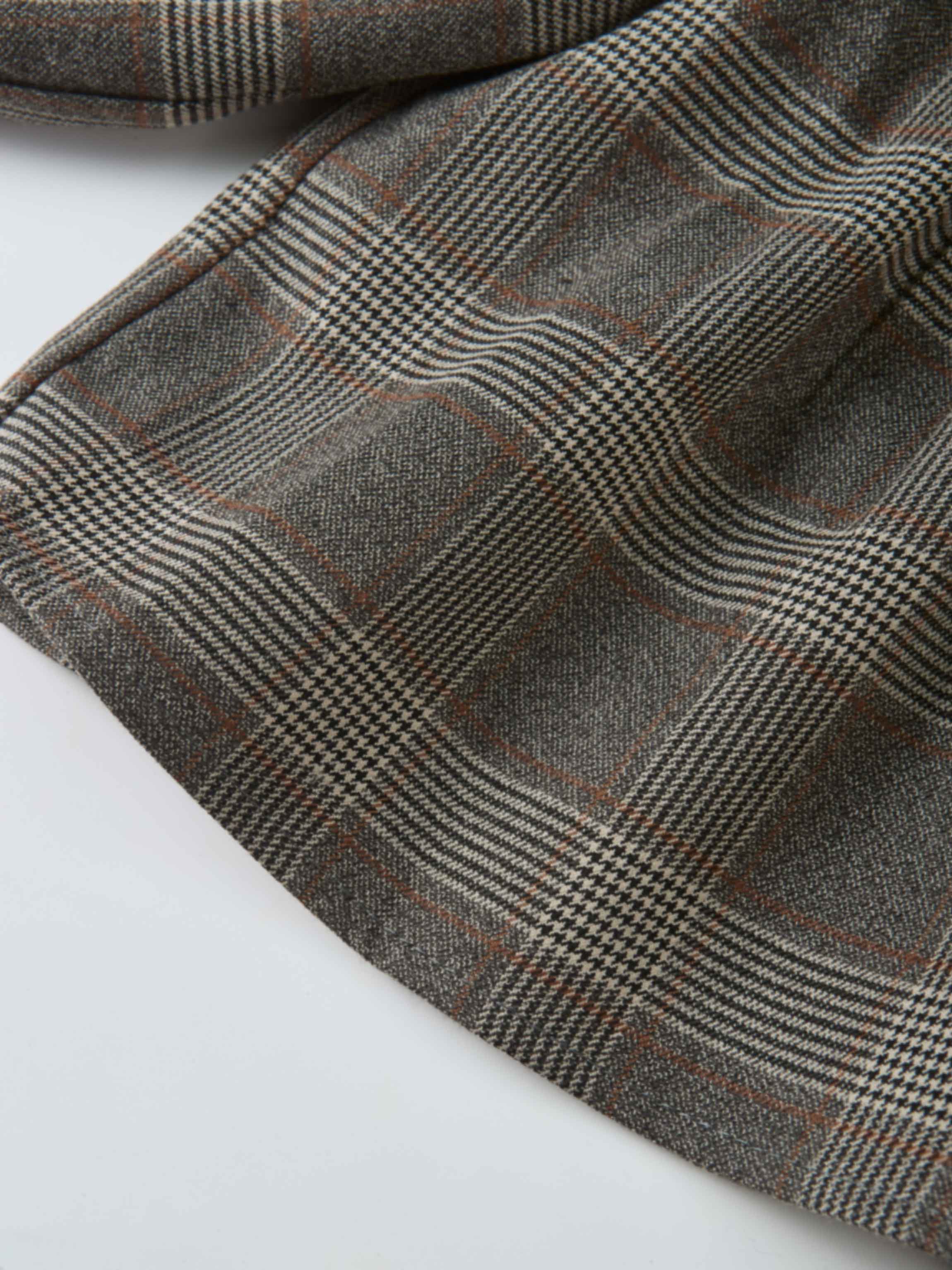 Plaid shirt and bloomers set in grey houndstooth plaid with brown accents