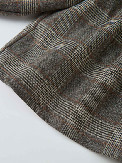 Plaid shirt and bloomers set in grey houndstooth plaid with brown accents