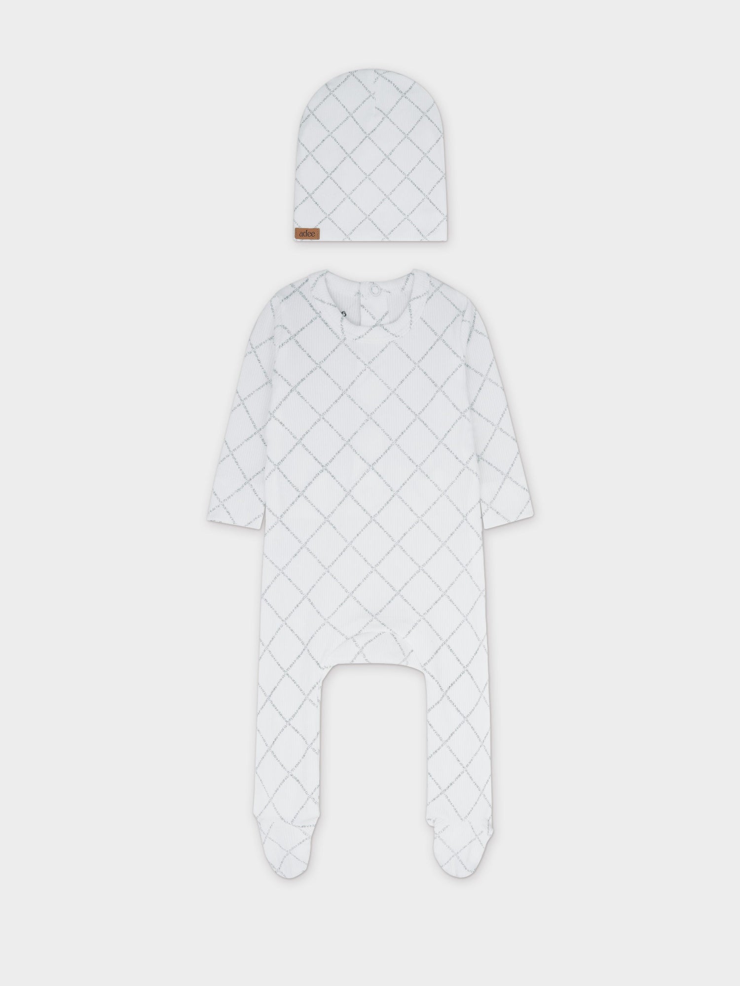 Diamond Feather Print Layette Set- Grey