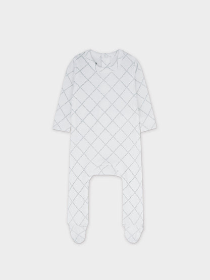 Diamond Feather Print Layette Set- Grey