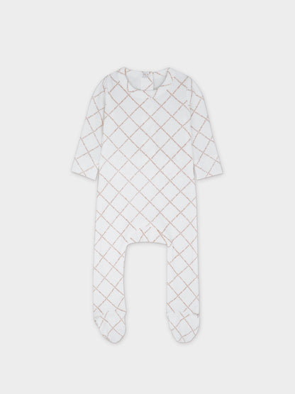 Diamond Feather Print Layette set- Pink