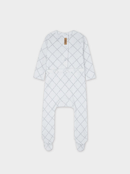 Diamond Feather Print Layette Set- Grey