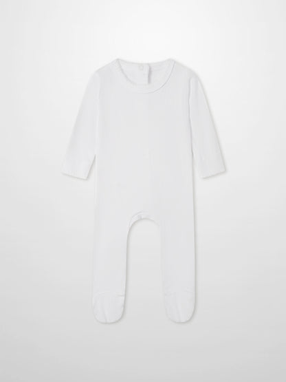 Legacy Stitch Stretchy white unisex stretchies by Adee; ribbed knit, footed design.