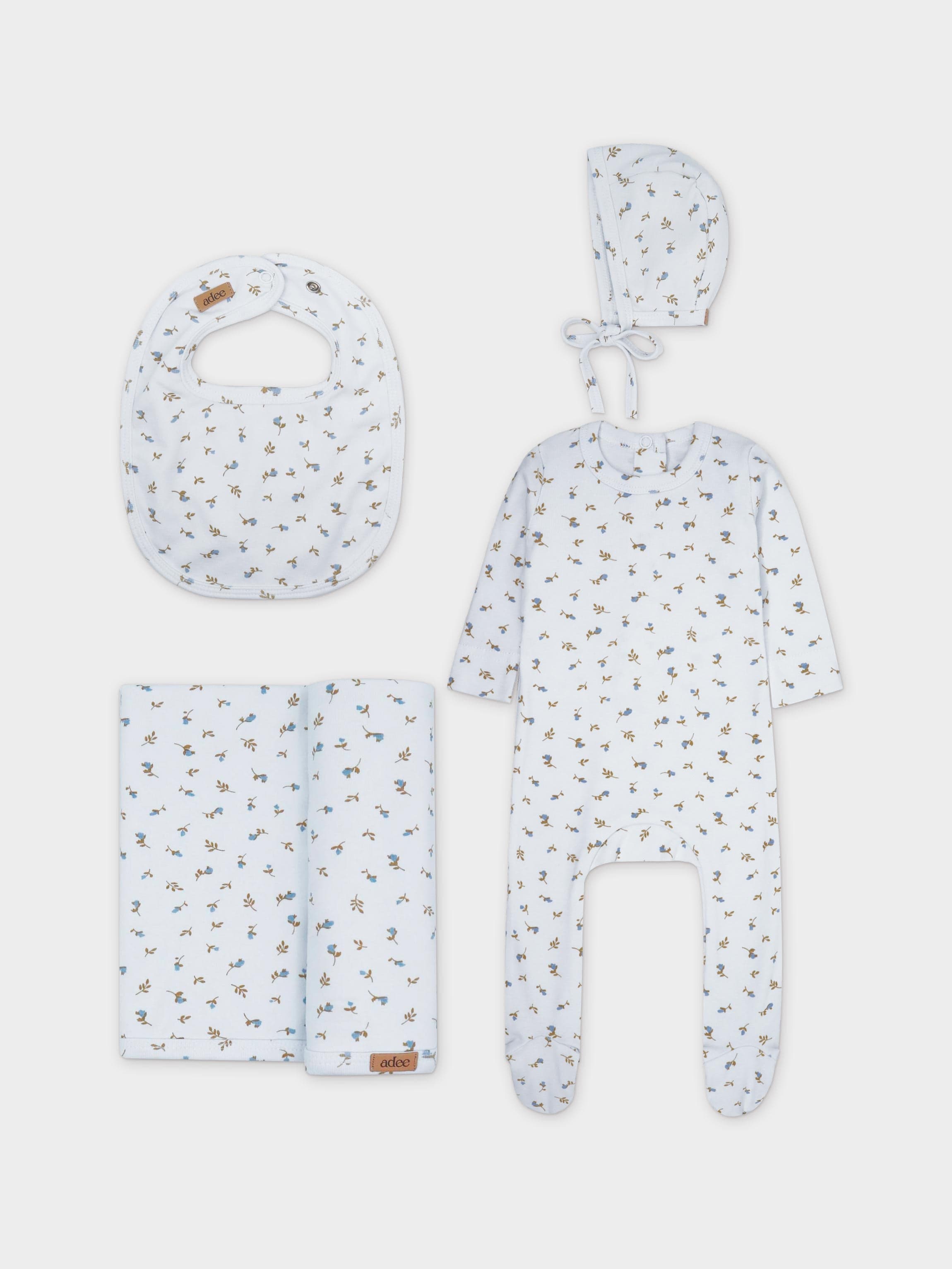 Rose Layette Set-Blue