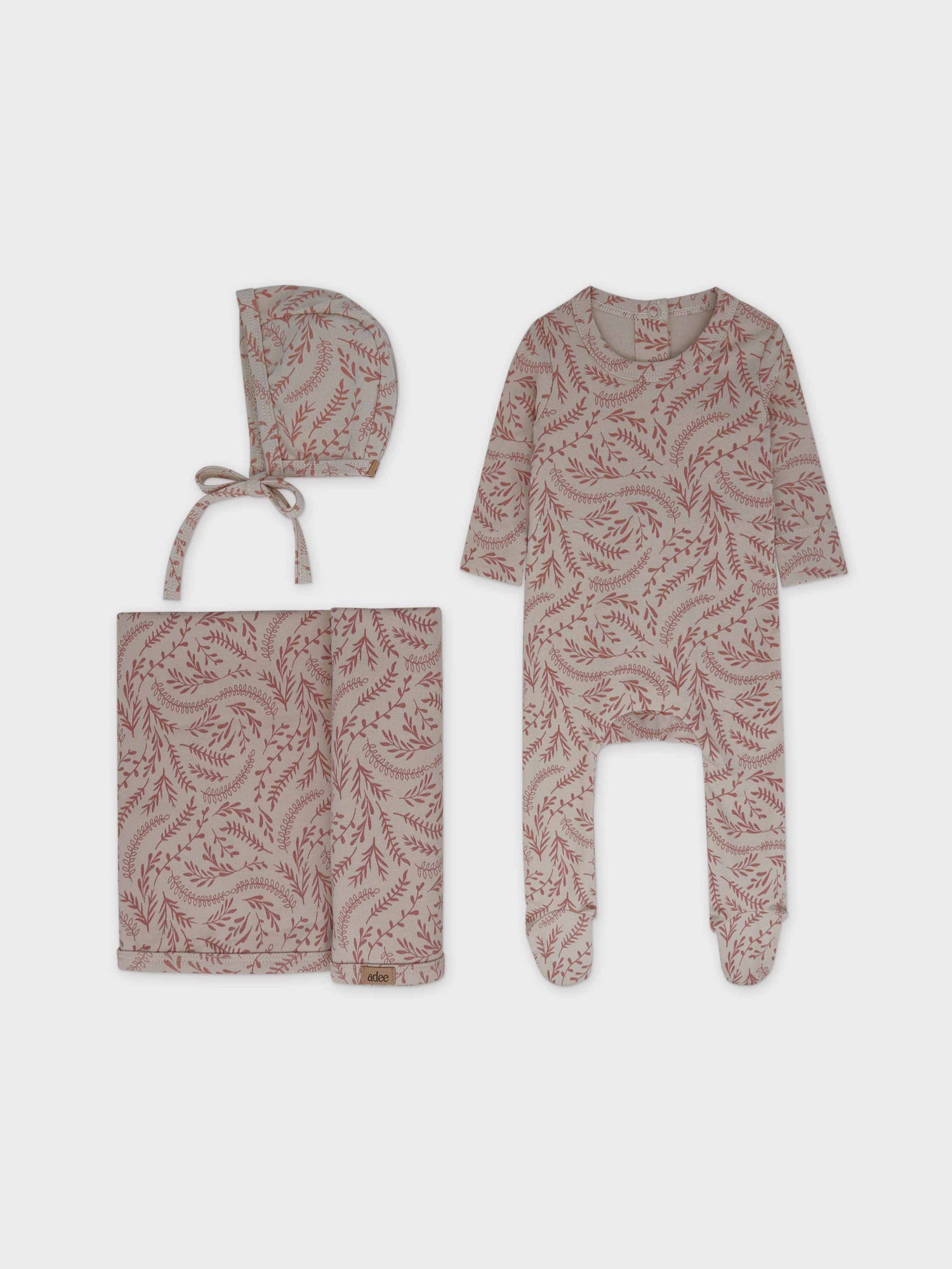 Paisley print Layette Set-Pink