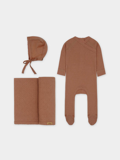 Pointelle Layette Set-Peach