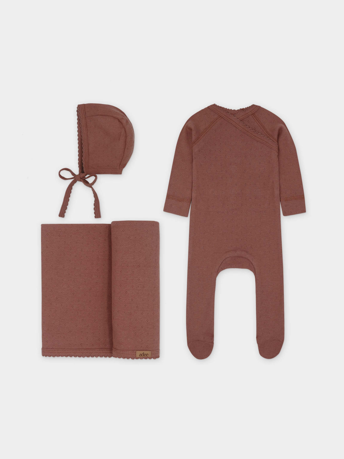 Pointelle Layette Set-Mauve