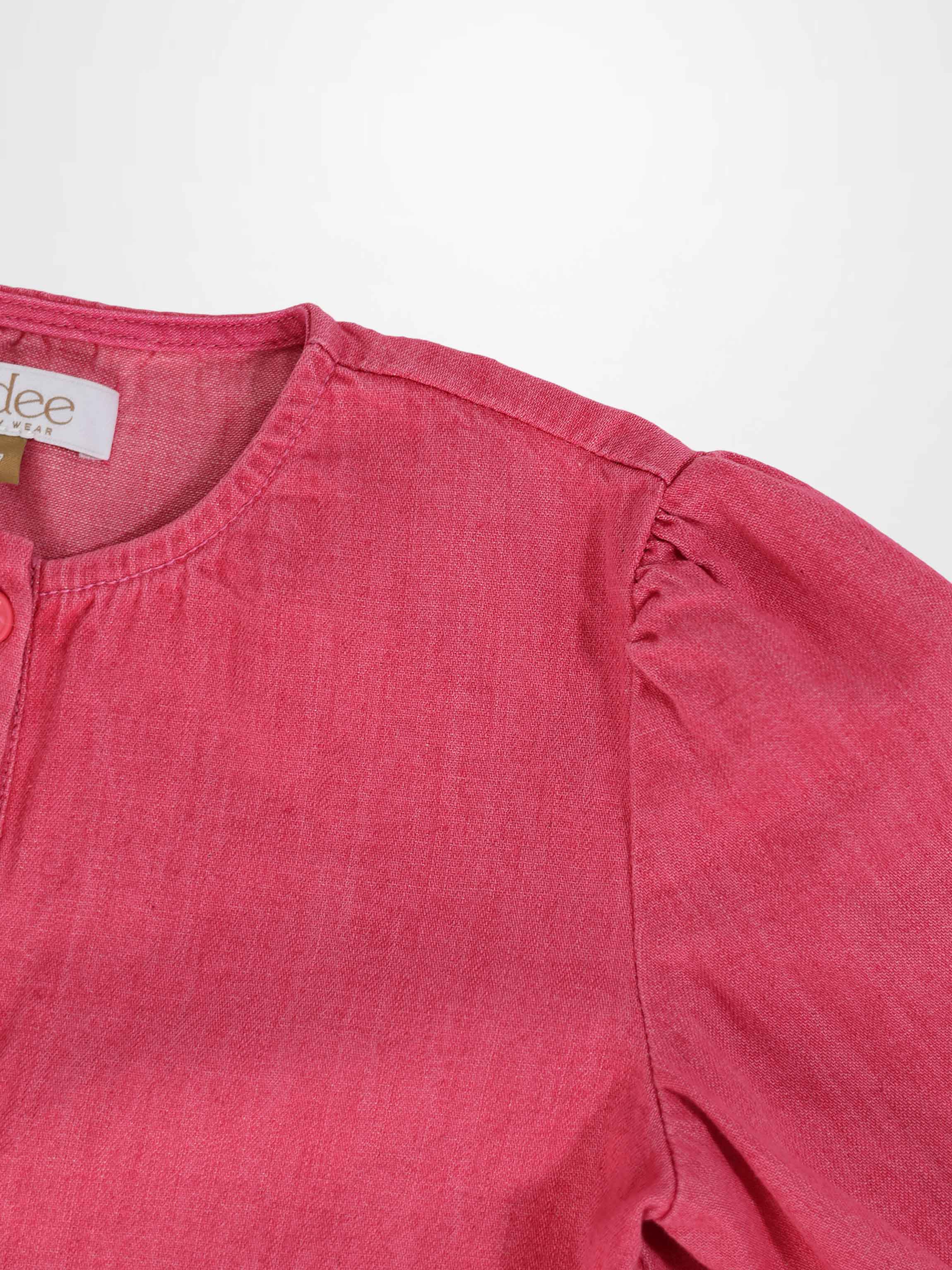 3/4 Sleeve Henley pink denim girls top from Adee, soft fabric