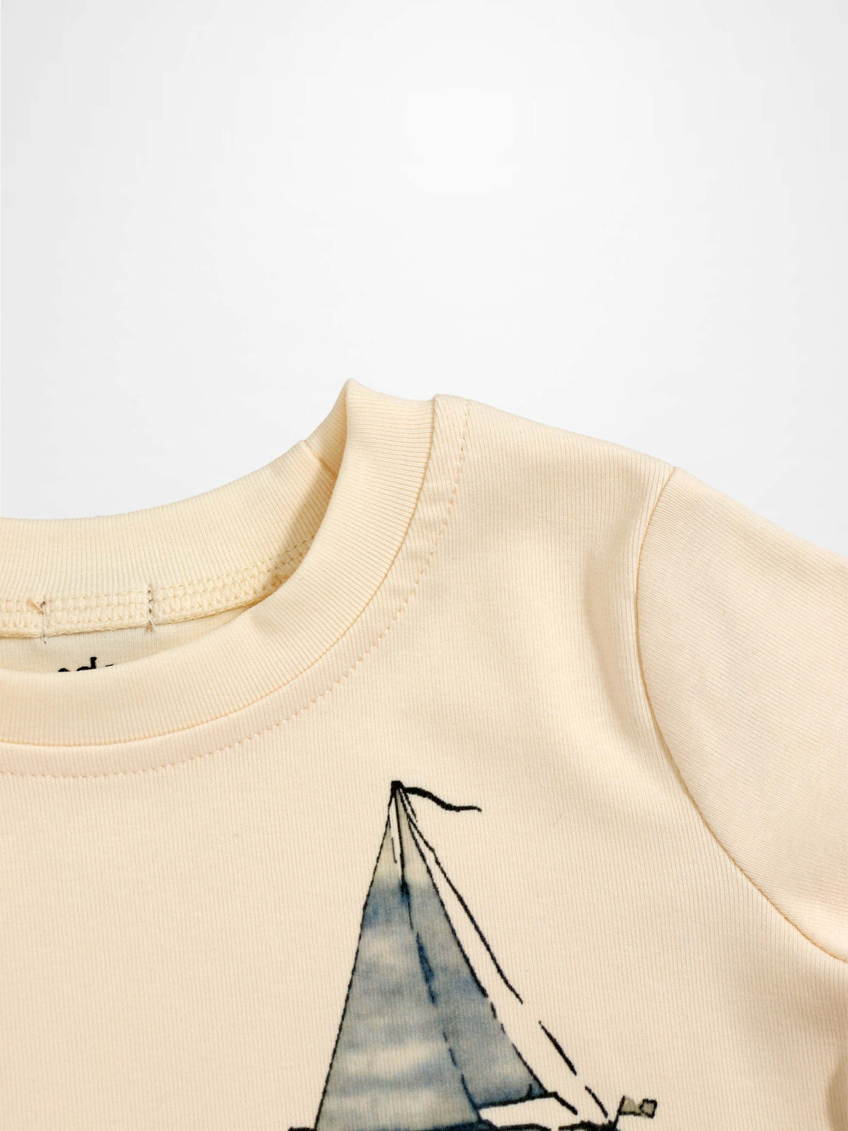 Sail Boat T-Shirt for boys by Adee, beige tee with sailboat graphic