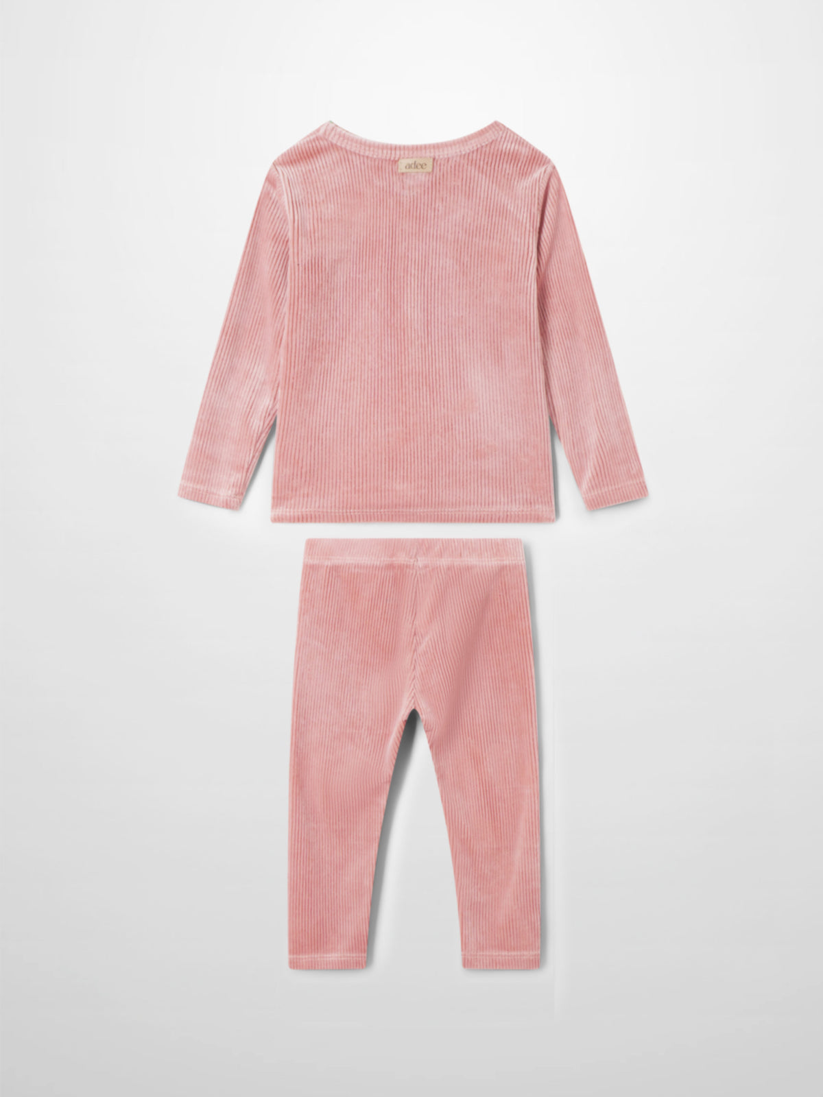 Ribbed velour two-piece pajama set for girls in pink by Adee