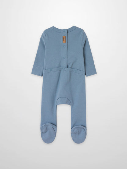 Blue Anchor Stretchy baby jumpsuit, long sleeves, footed legs.