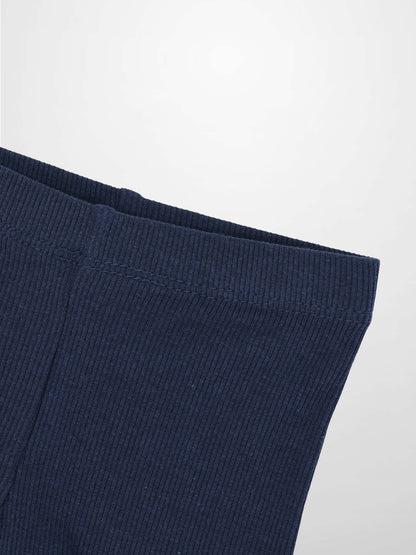 Biker shorts Adee navy thin ribbed fabric, unisex basics
