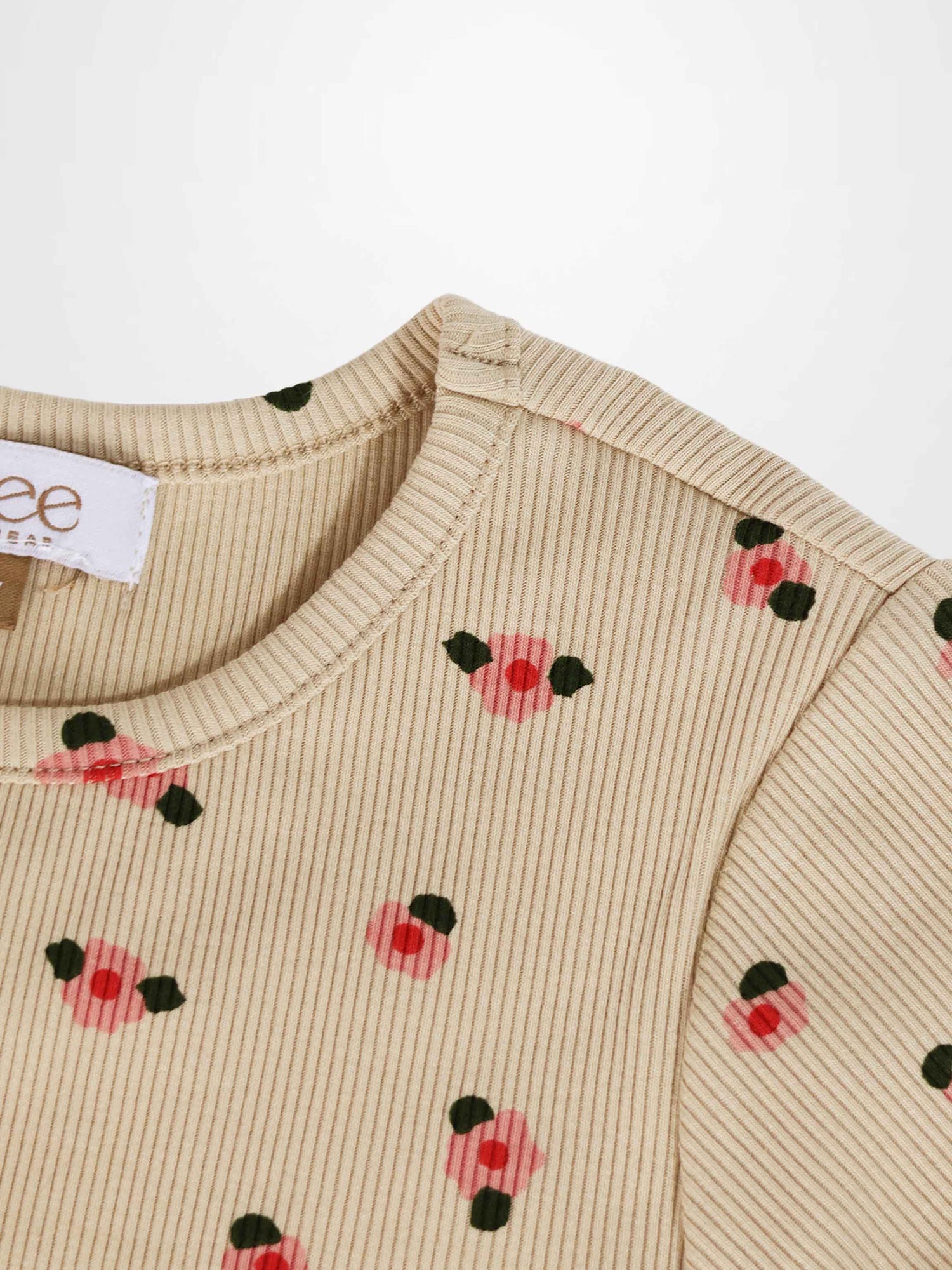 Tan Floral T-shirt - Short Sleeve