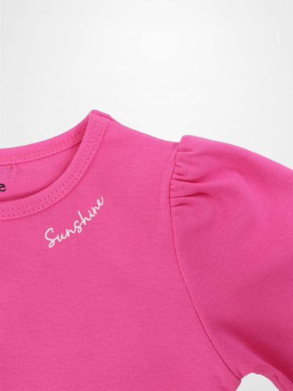 3/4 Sleeve Bubble T-Shirt - Pink
