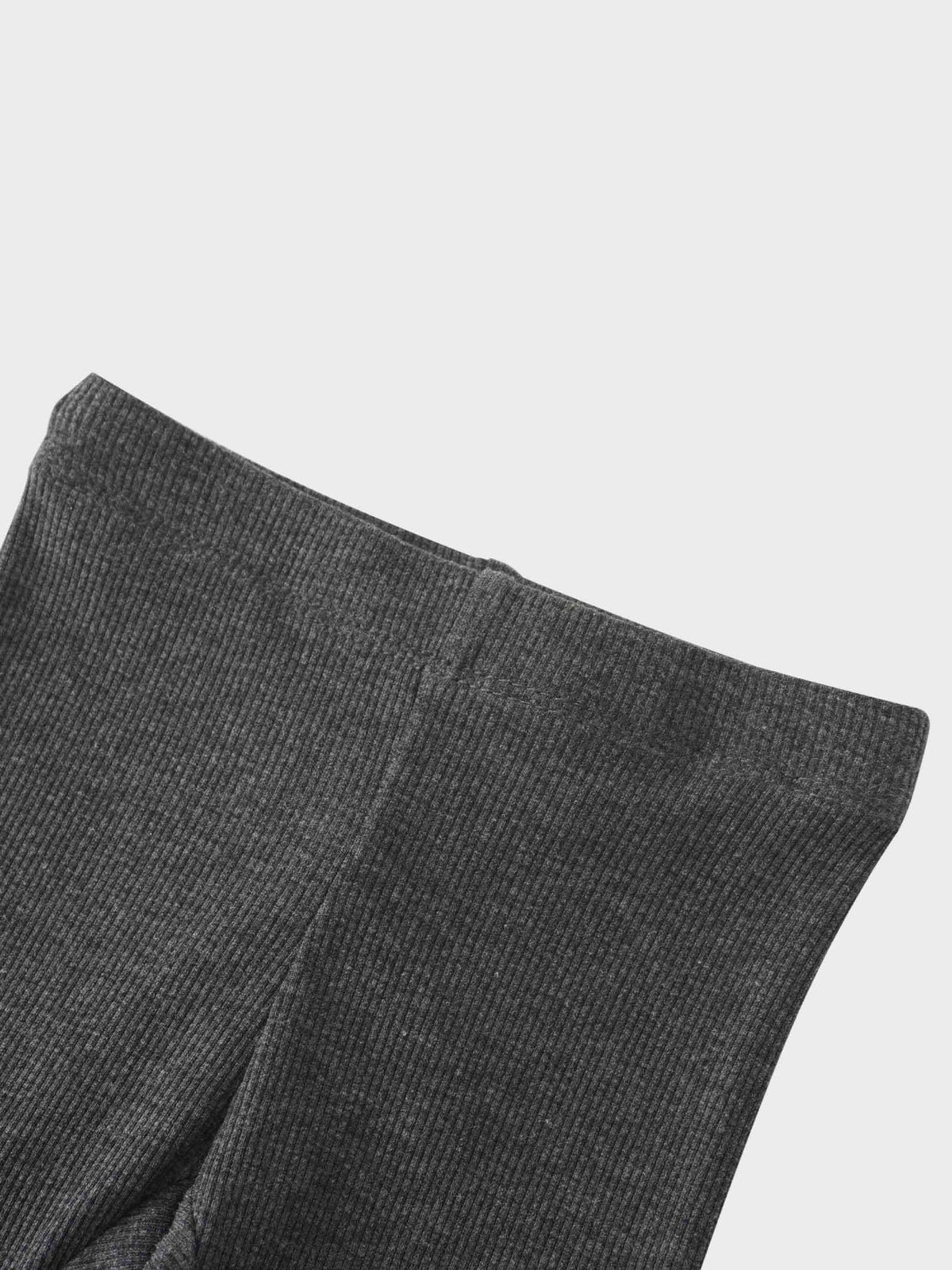 Ribbed grey leggings close-up
