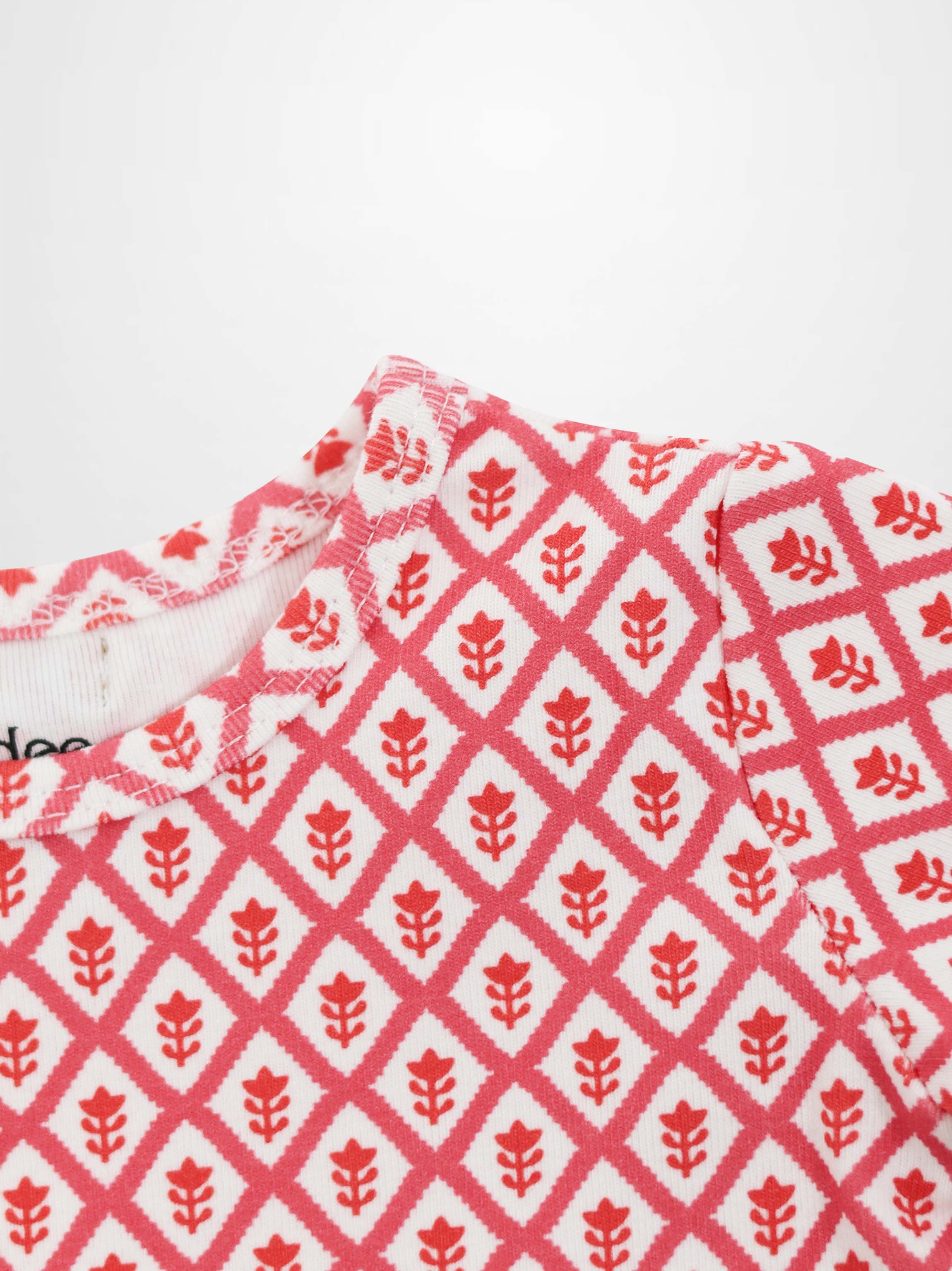 Adee Diamond Flower T-Shirt for girls, pink diamond lattice pattern