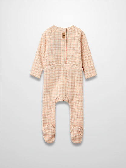 Oatmeal Grid Stretchy - Pink