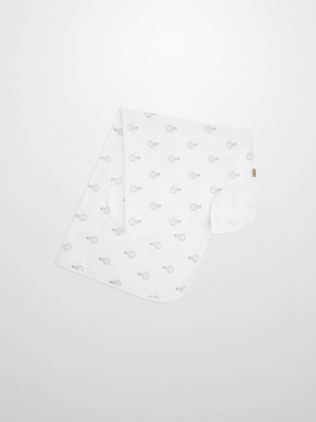 Blue Balloon Blanket; Adee boys swaddle blanket in white fabric with blue balloon pattern