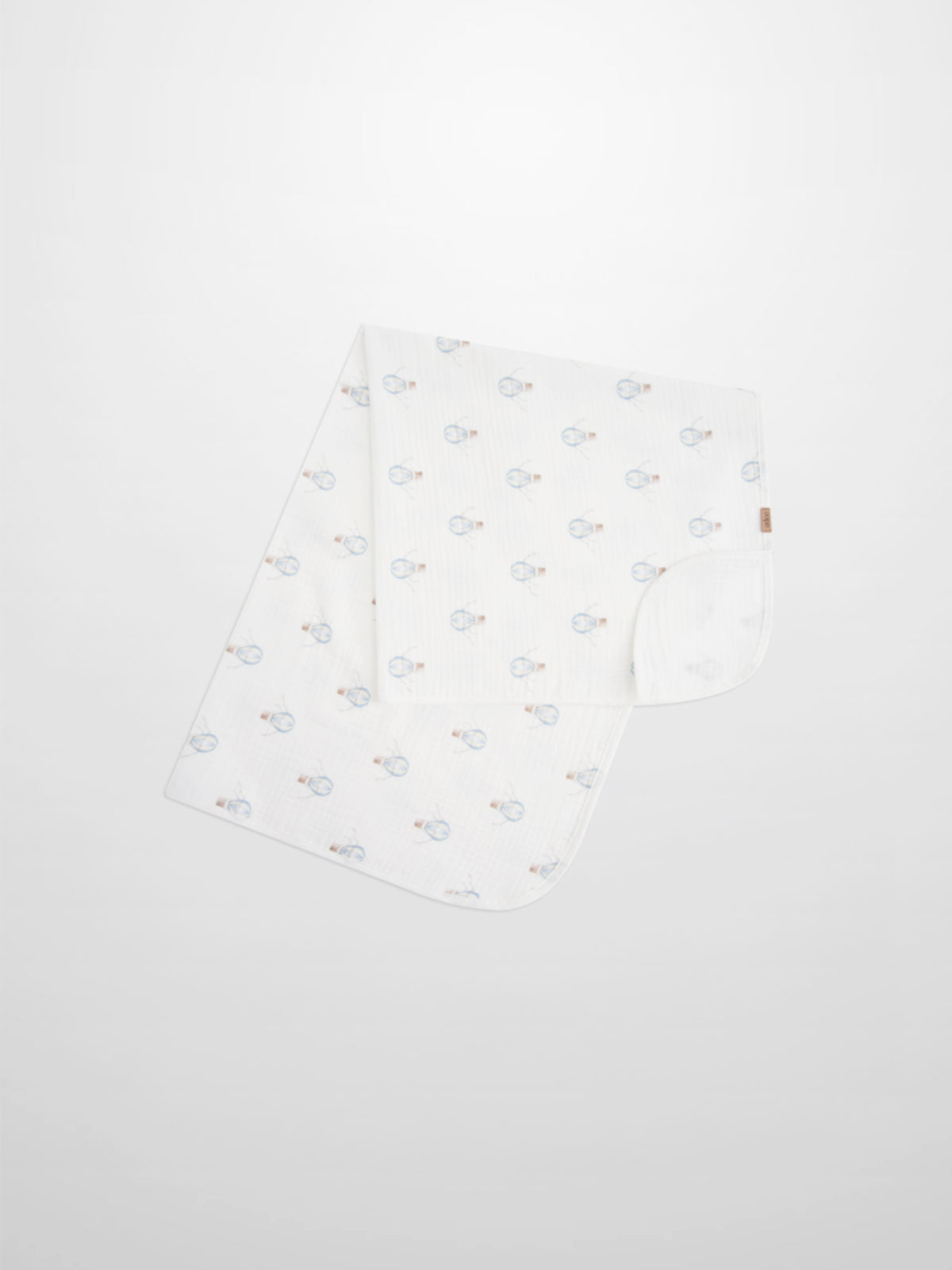 Blue Balloon Blanket; Adee boys swaddle blanket in white fabric with blue balloon pattern