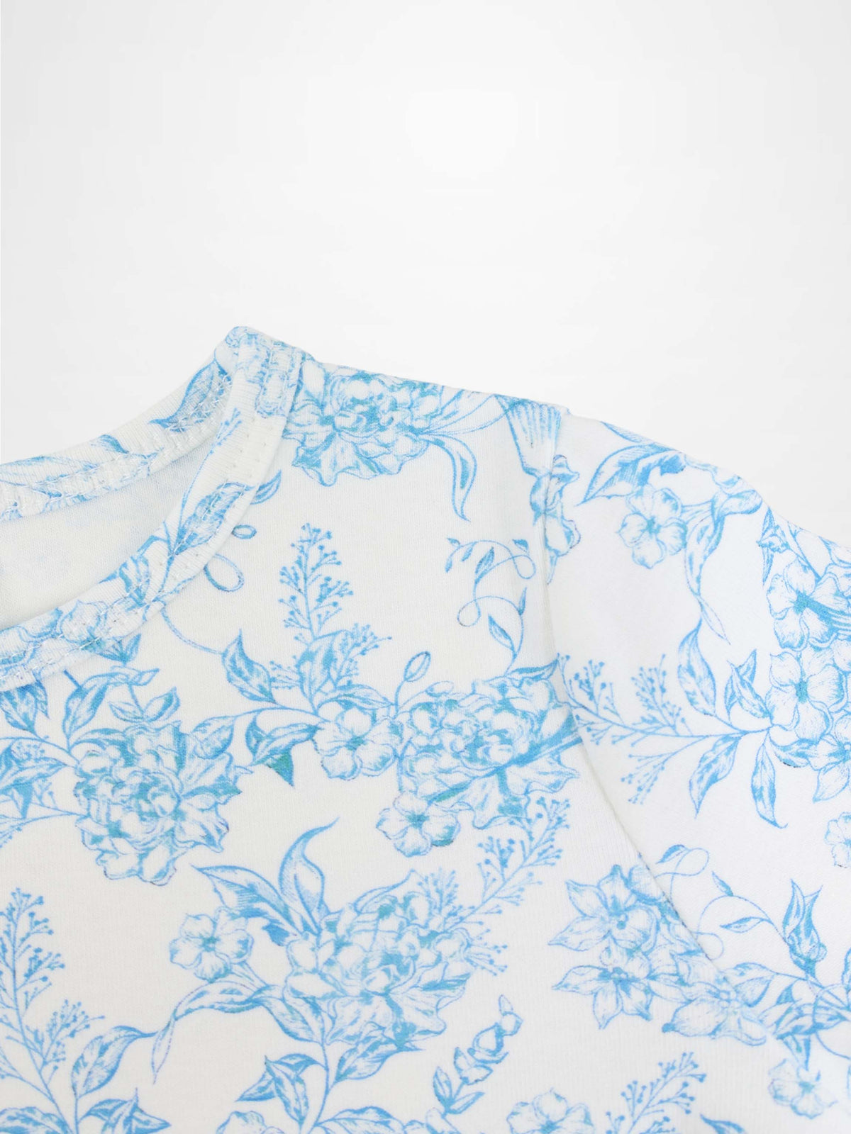 Blue floral short-sleeve girls&