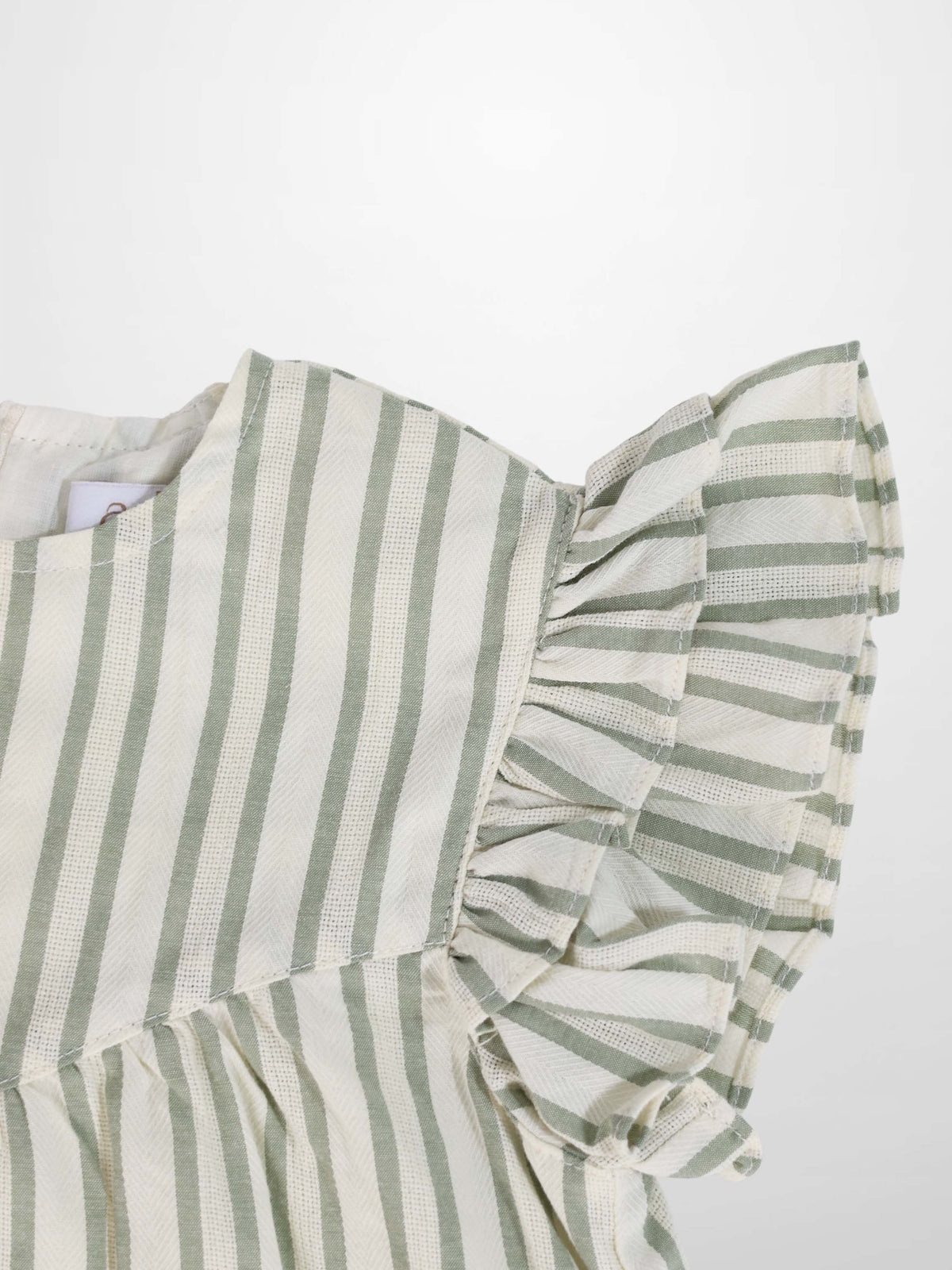 Green striped ruffled shirt and bloomers 2-piece set for little girls by Adee