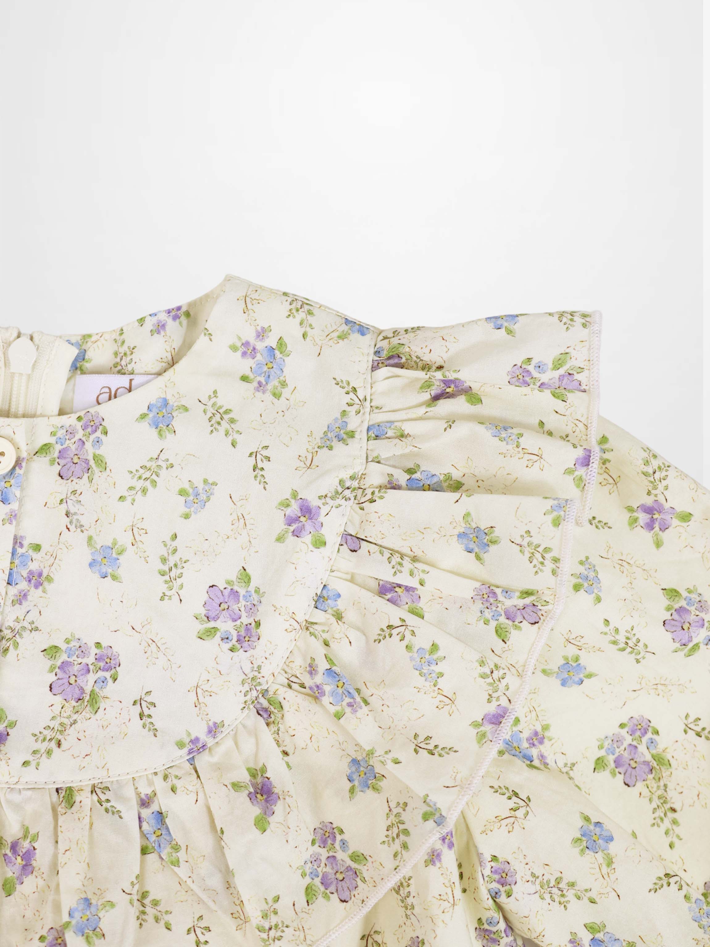 Ivory Flower Dress - 3/4 Sleeve