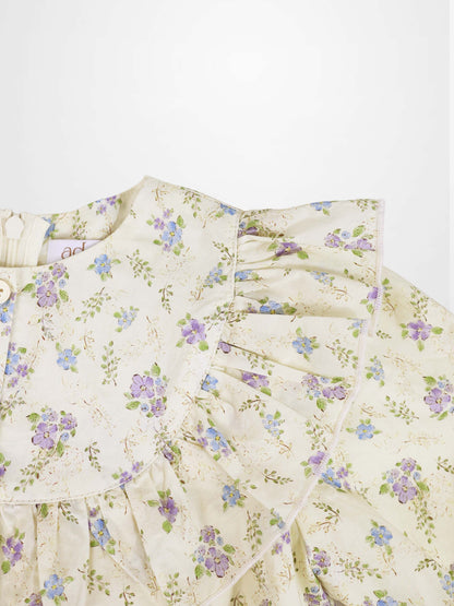 Ivory Flower Dress - 3/4 Sleeve