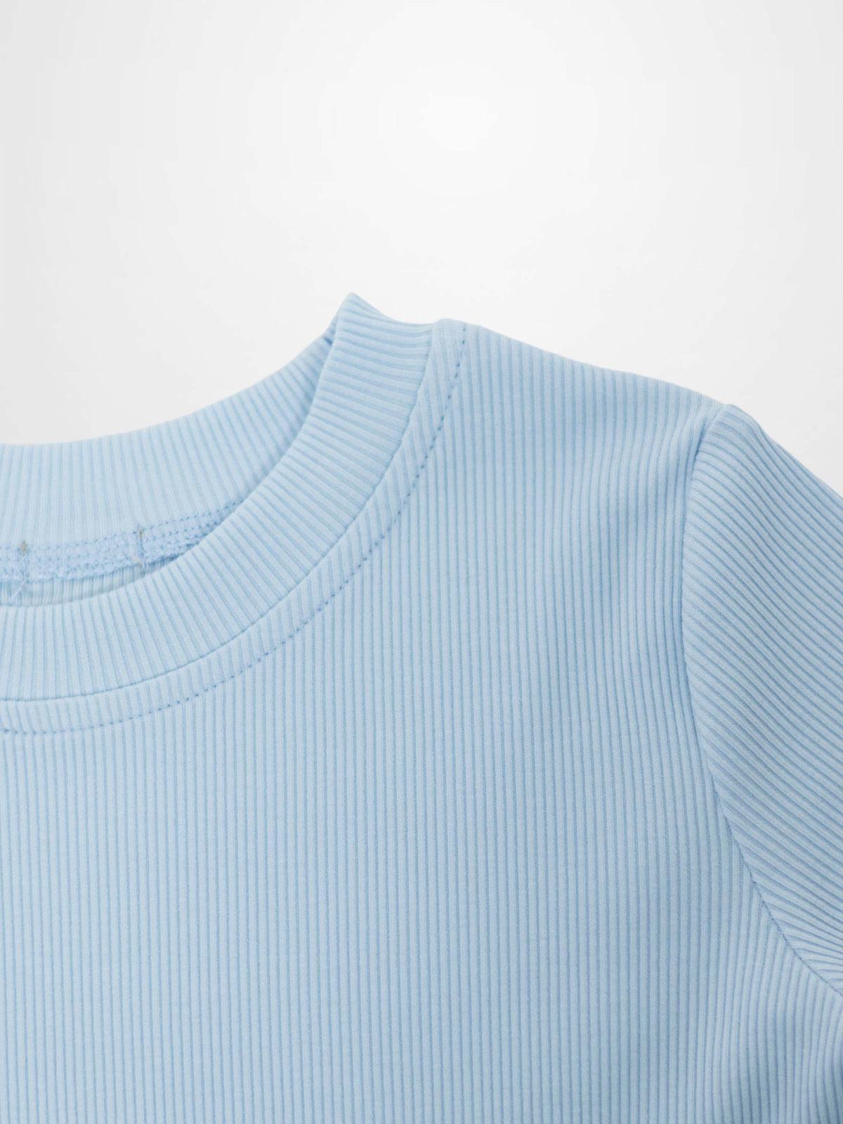 Short Sleeve Boxy T-shirt &amp; Shorts Set by Adee in light blue ribbed knit fabric