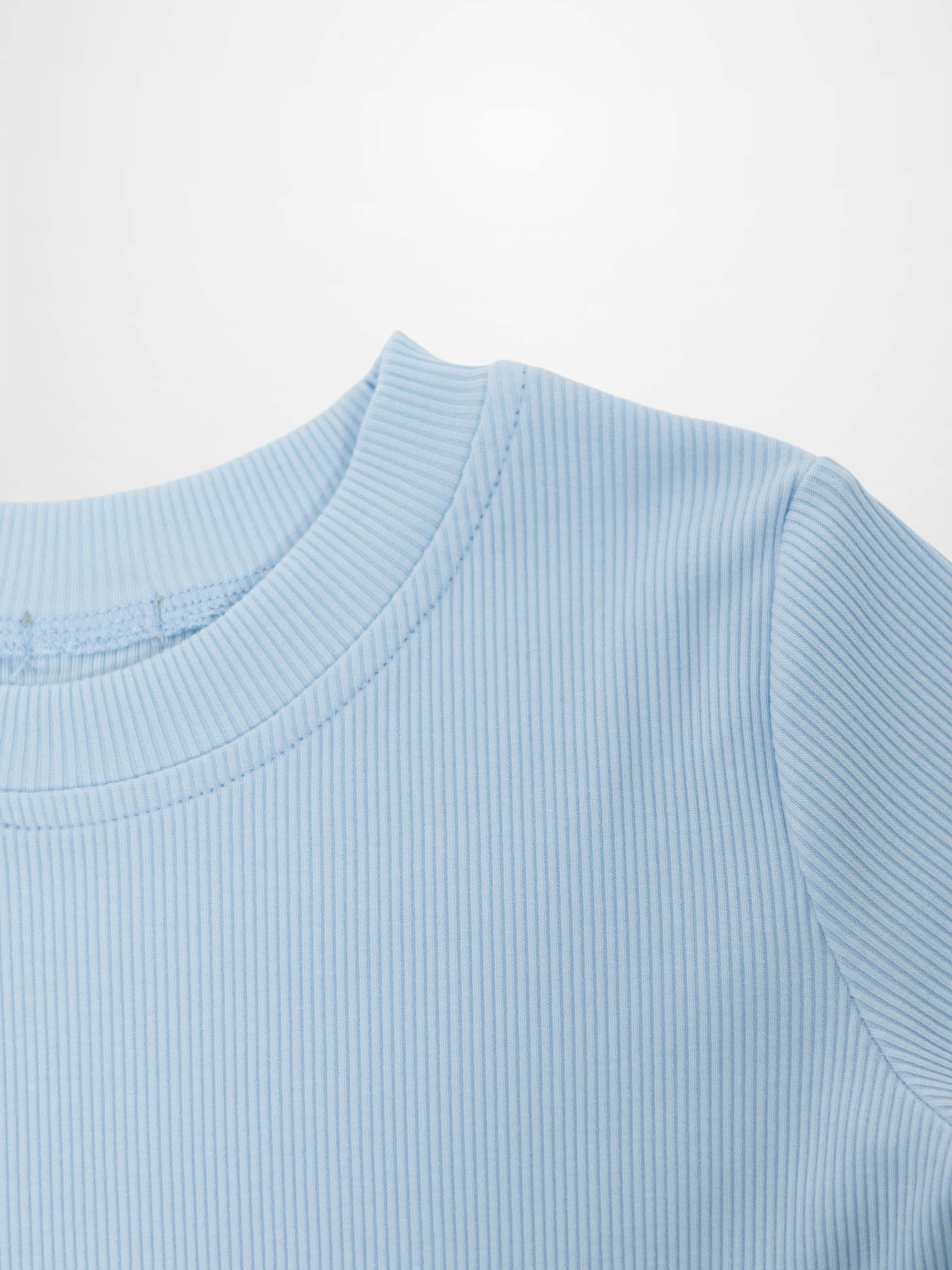 Short Sleeve Boxy T-shirt  &amp; Shorts Set - Light Blue