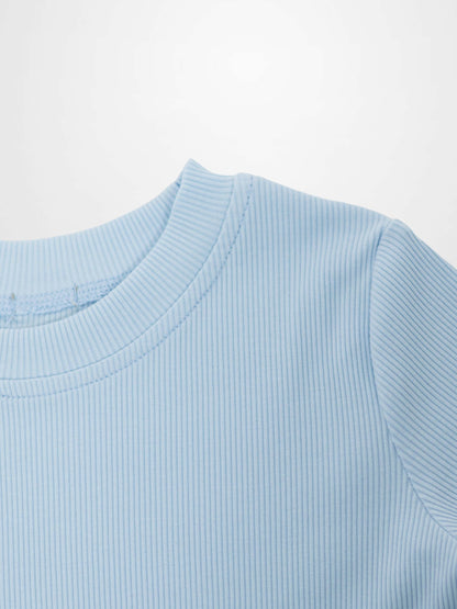 Short Sleeve Boxy T-shirt  &amp; Shorts Set - Light Blue