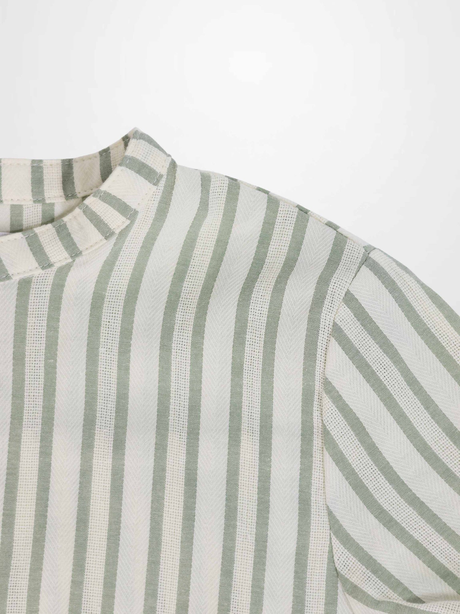 Green striped shirt and bloomers set for little boys by Adee, dressy apparel